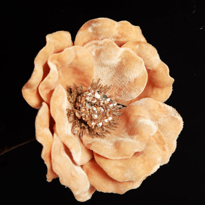 Gold Velvet Magnolia Flower Clip