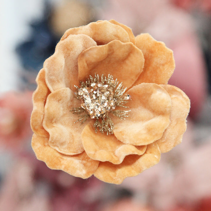 Gold Velvet Magnolia Flower Clip