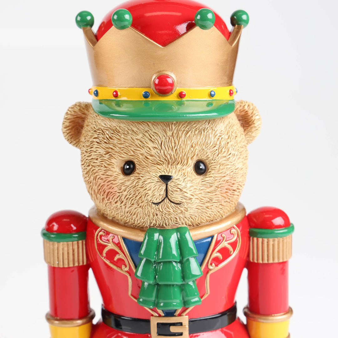 Gold Whimsical Crown Christmas Bear Nutcracker Ornament -26cm