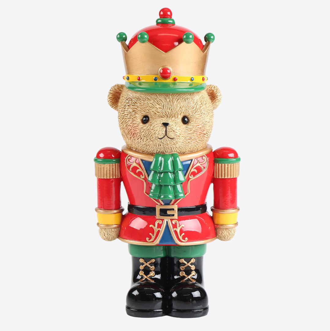 Gold Whimsical Crown Christmas Bear Nutcracker Ornament -26cm
