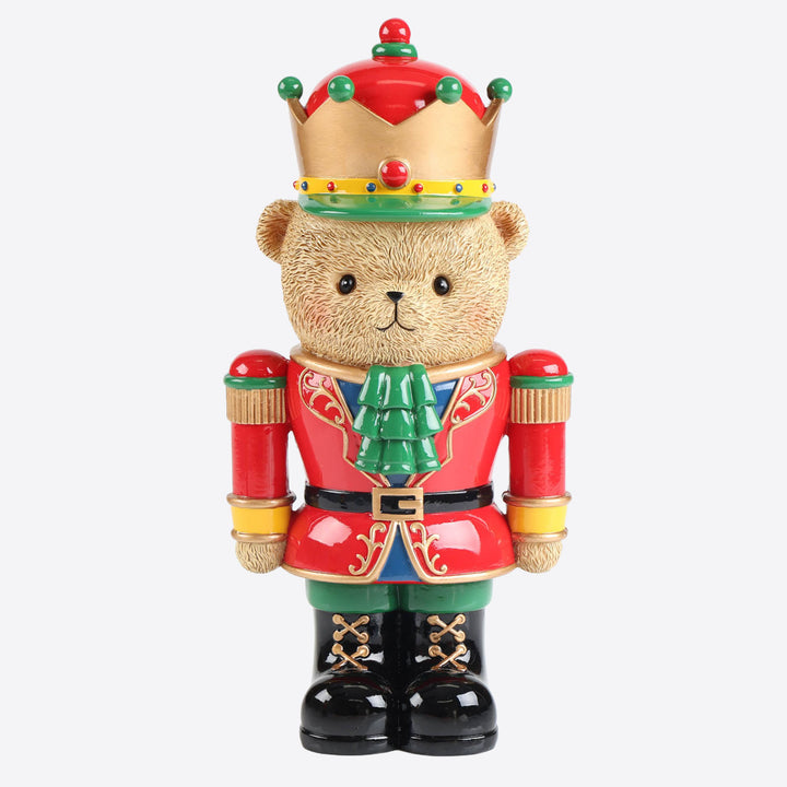 Gold Whimsical Crown Christmas Bear Nutcracker Ornament -26cm