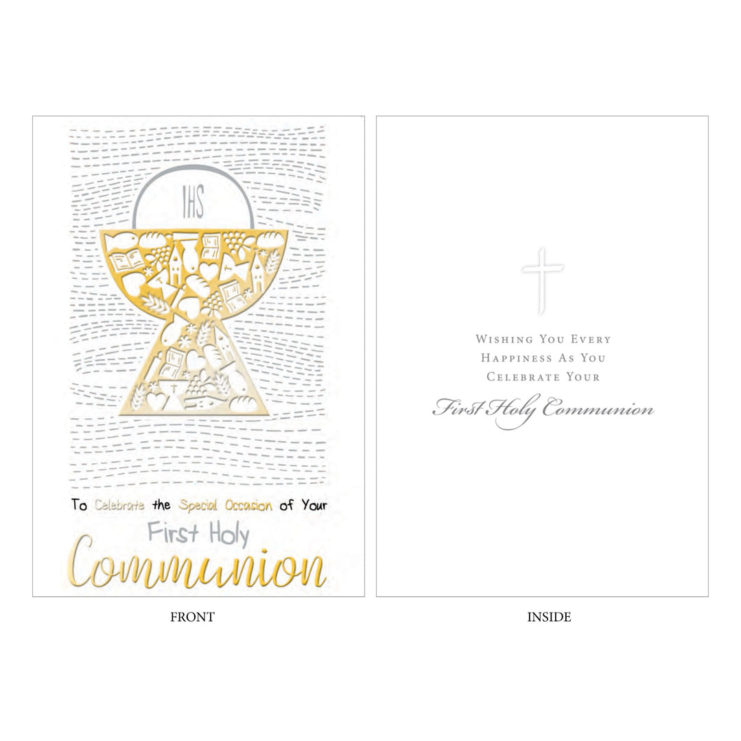 Golden Chalice First Holy Communion Card