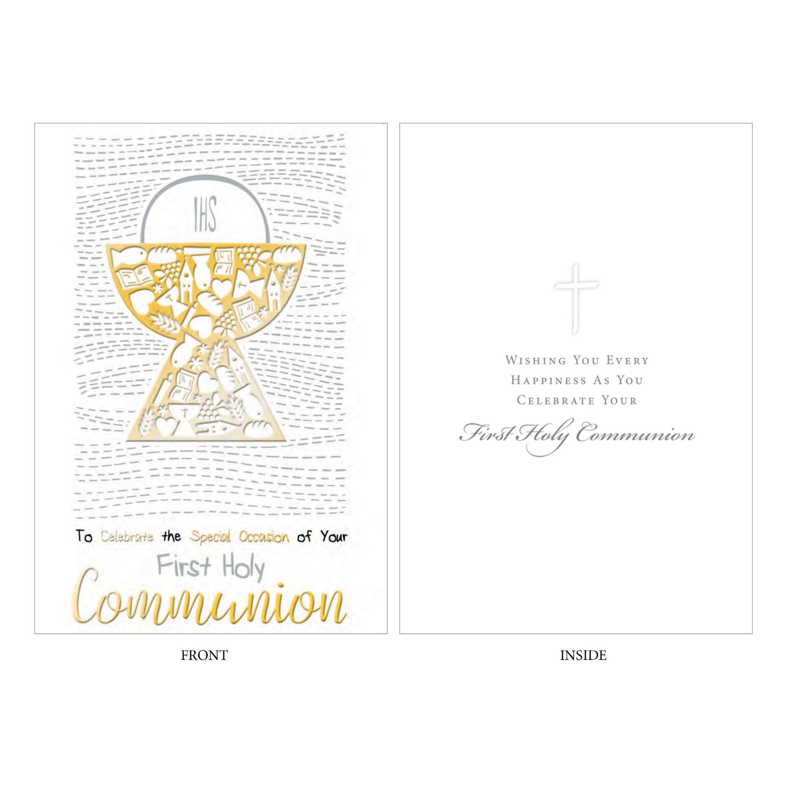 Golden Chalice First Holy Communion Card