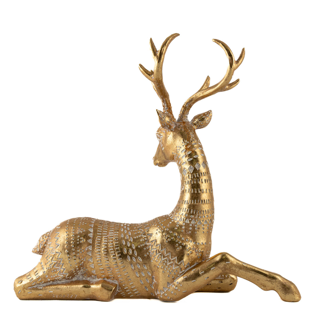 Golden Elegance Sitting Deer 34cm(l)