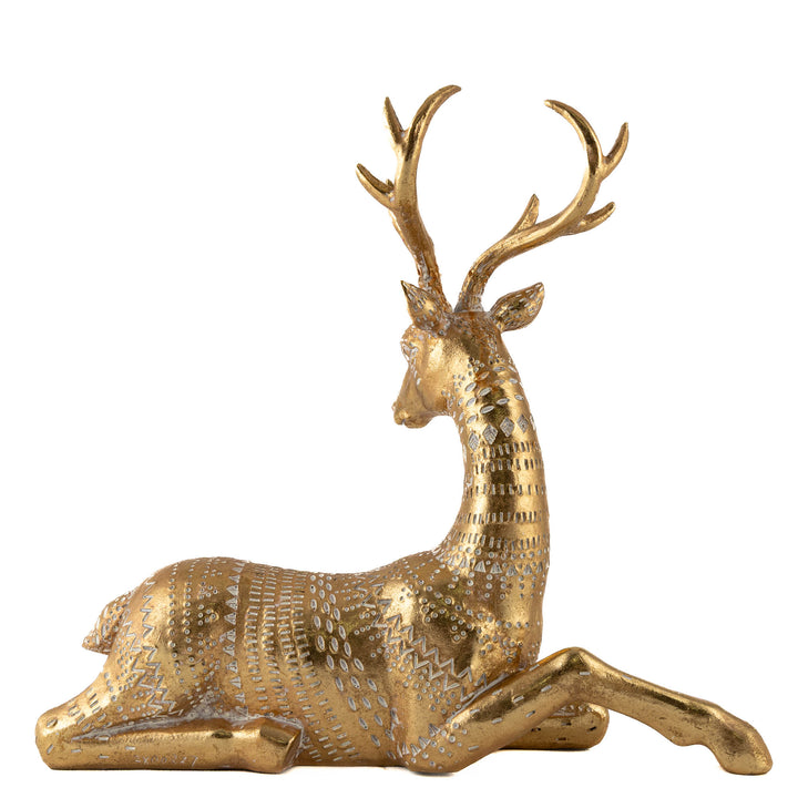 Golden Elegance Sitting Deer 34cm(l)