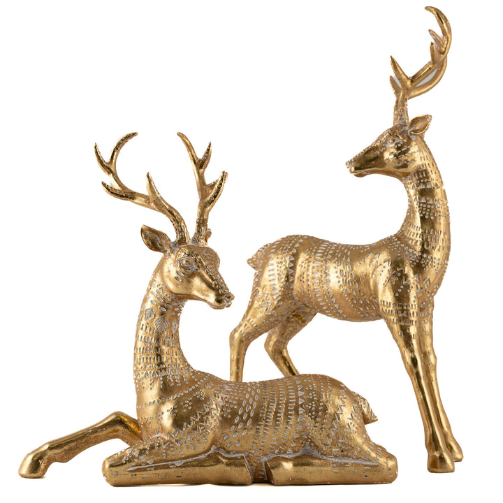 Golden Elegance Sitting Deer 34cm(l)
