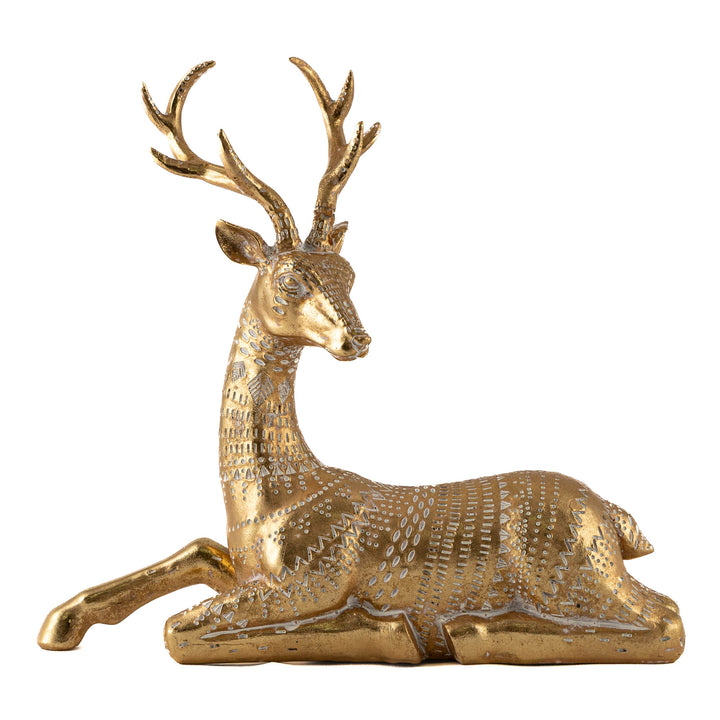 Golden Elegance Sitting Deer 34cm(l)