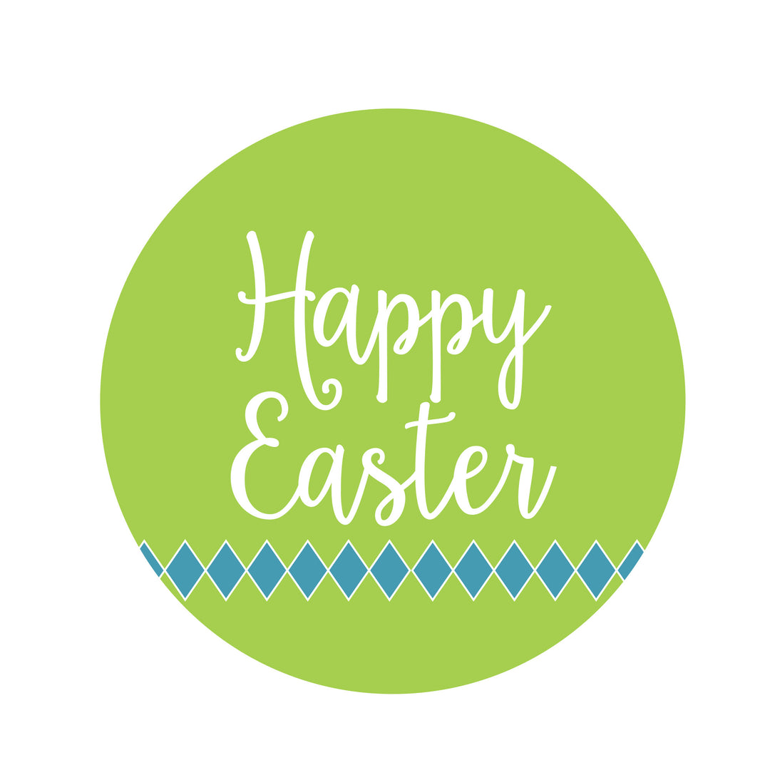 Green and Blue Diamonds Happy Easter Plaque and Bow Set