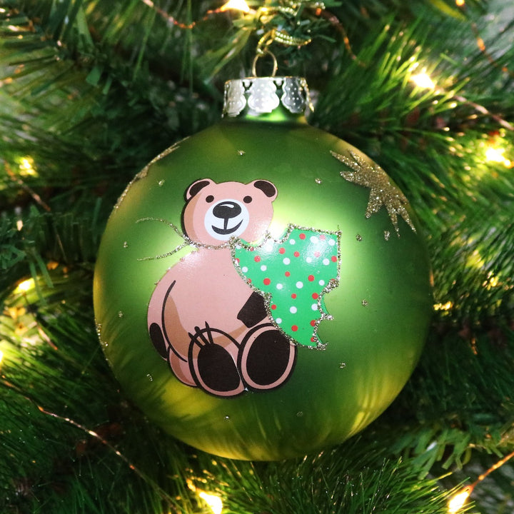 Green Christmas Bear with Tree Bauble