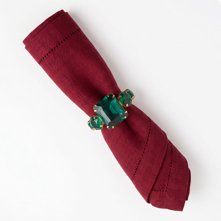 Green Emerald Gemstone Napkin Ring - Set of 4