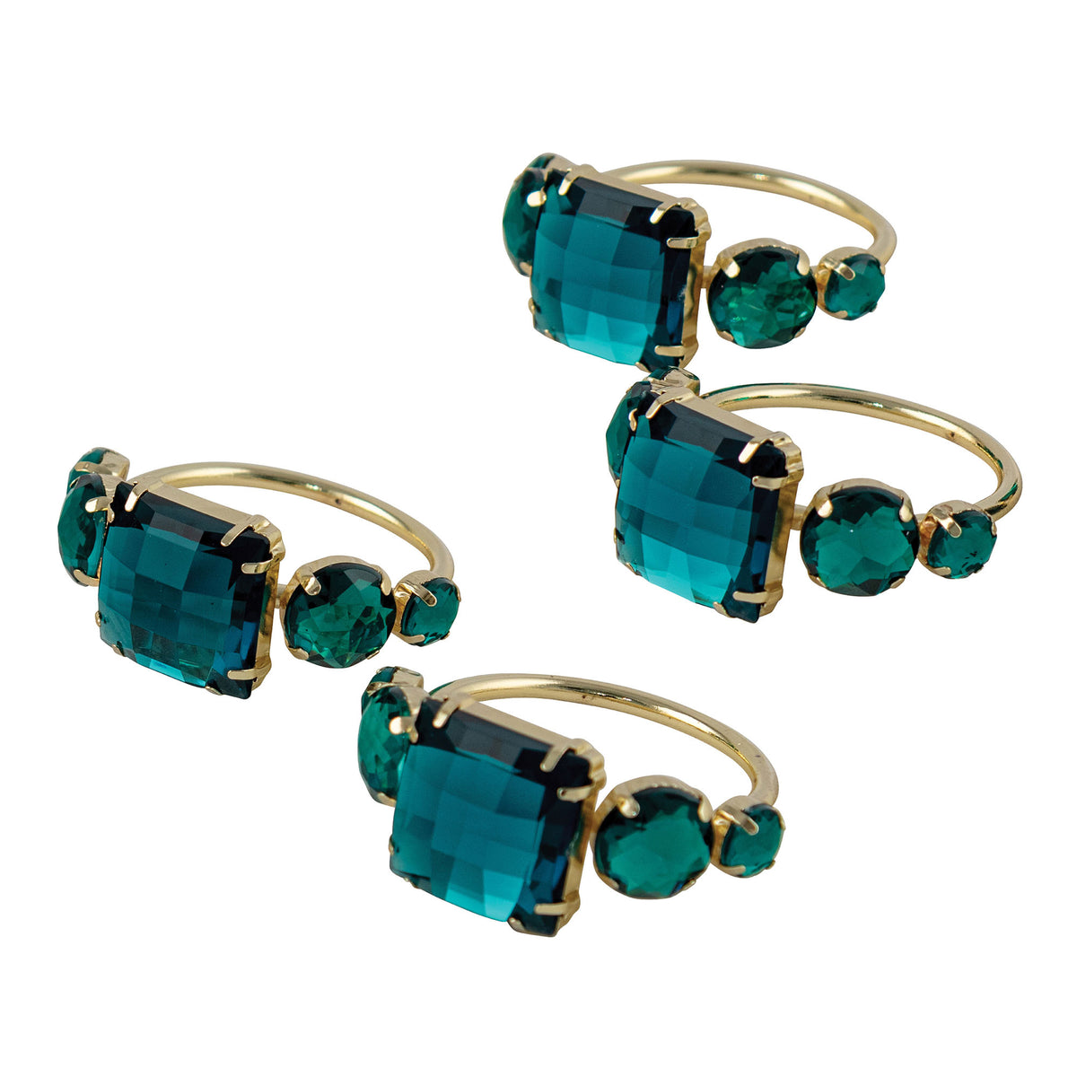 Green Emerald Gemstone Napkin Ring - Set of 4