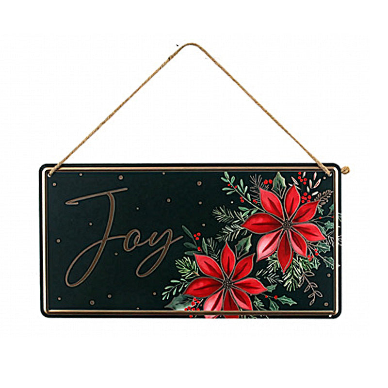 Green Joy Hanging Metal Christmas Sign