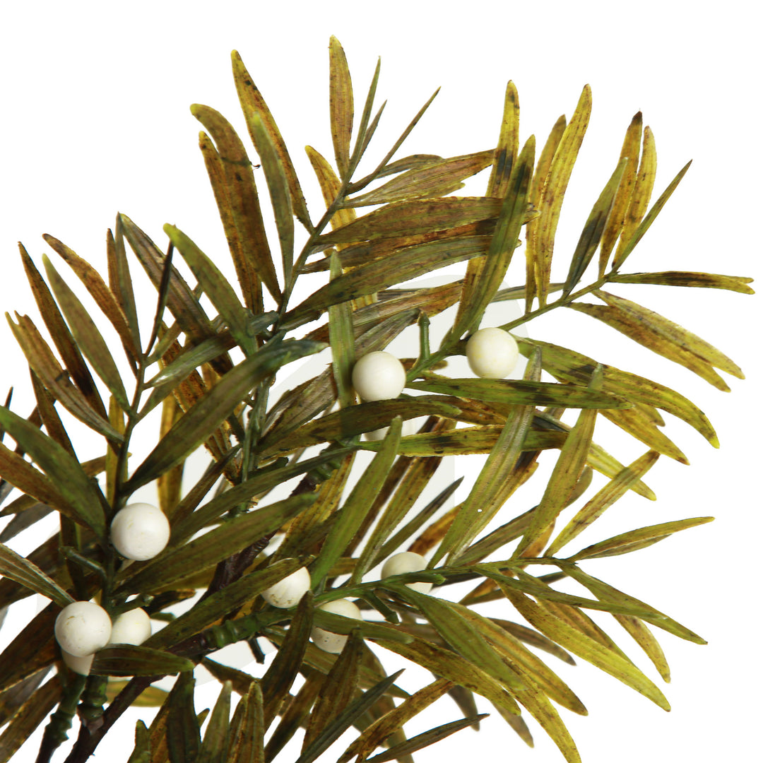 Green Leaf Spray with White Berries