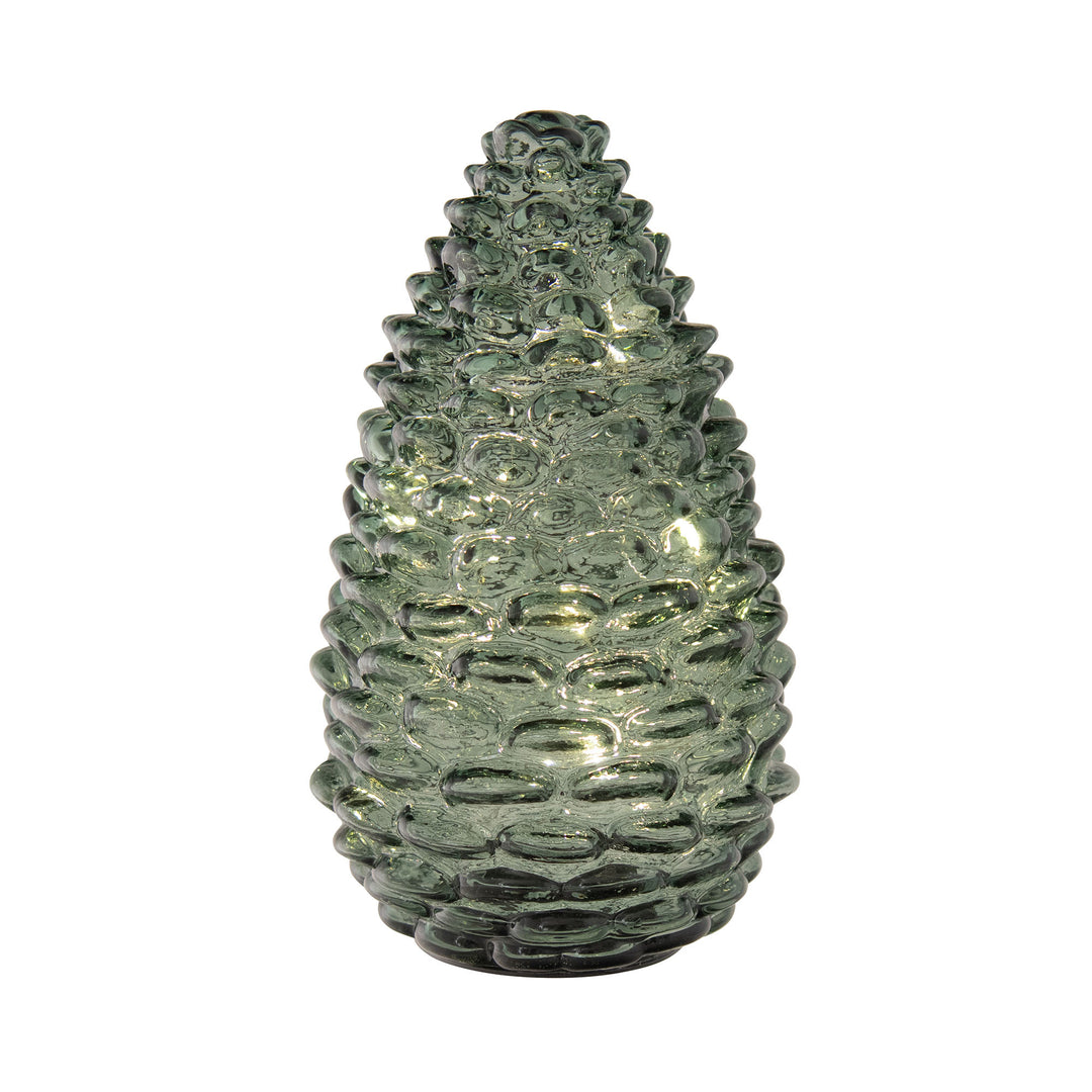 Green LED Glass Pine Cone - 22cm