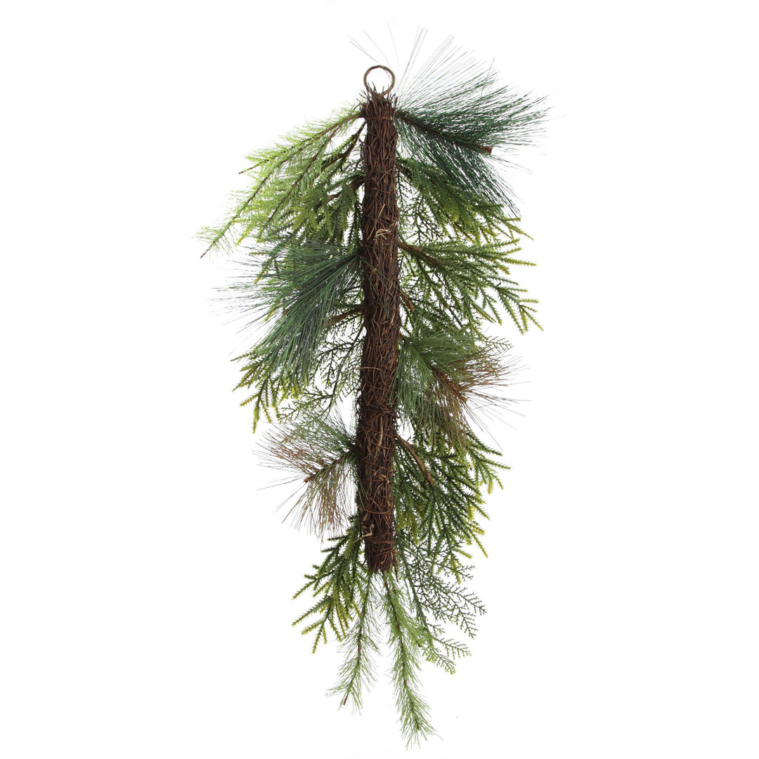 Green Mixed Leaf Christmas Teardrop Swag
