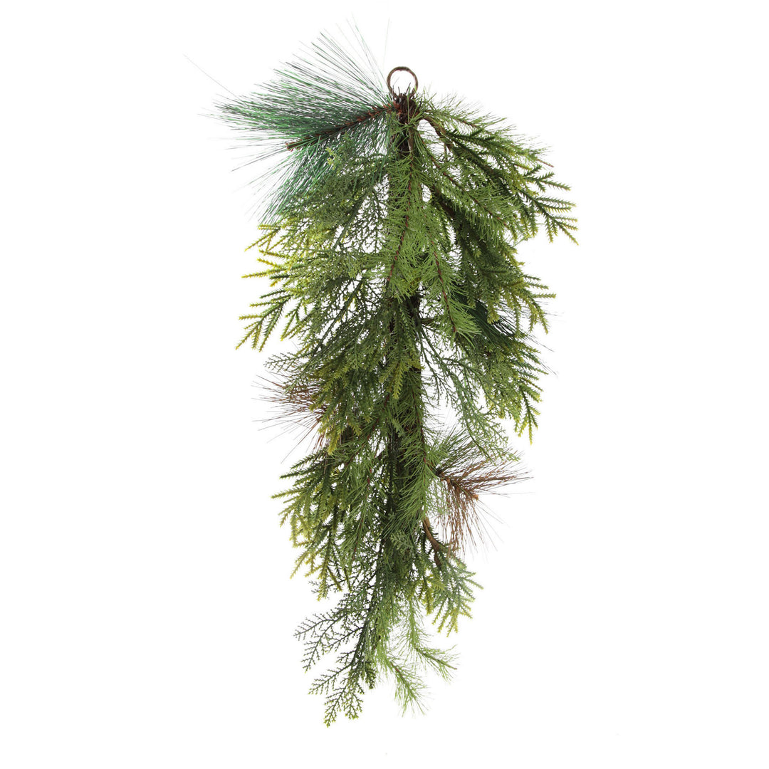 Green Mixed Leaf Christmas Teardrop Swag