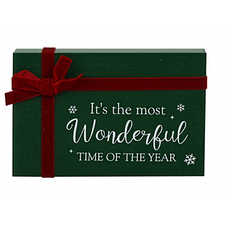 Green Most Wonderful Time Sign with Ribbon Bow