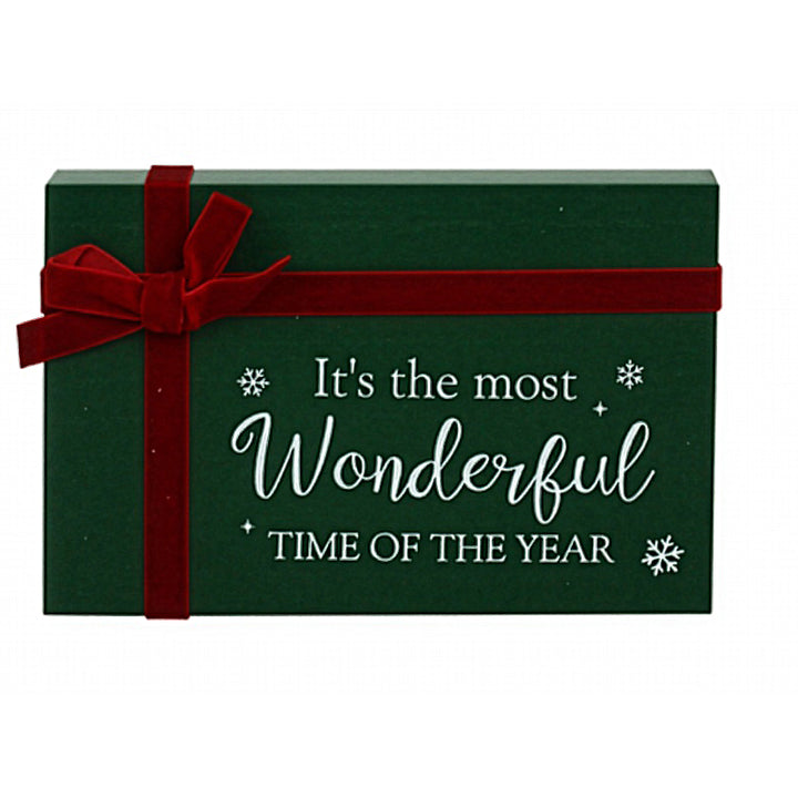 Green Most Wonderful Time Sign with Ribbon Bow