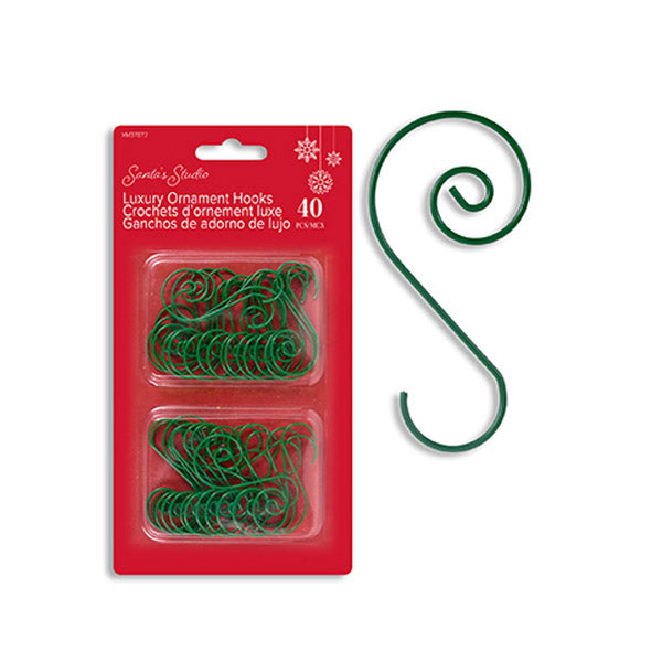 Green Ornament Hooks 4.5cm - 40pk