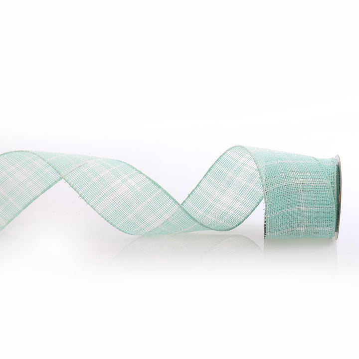 Mint Green Plaid Wired Ribbon