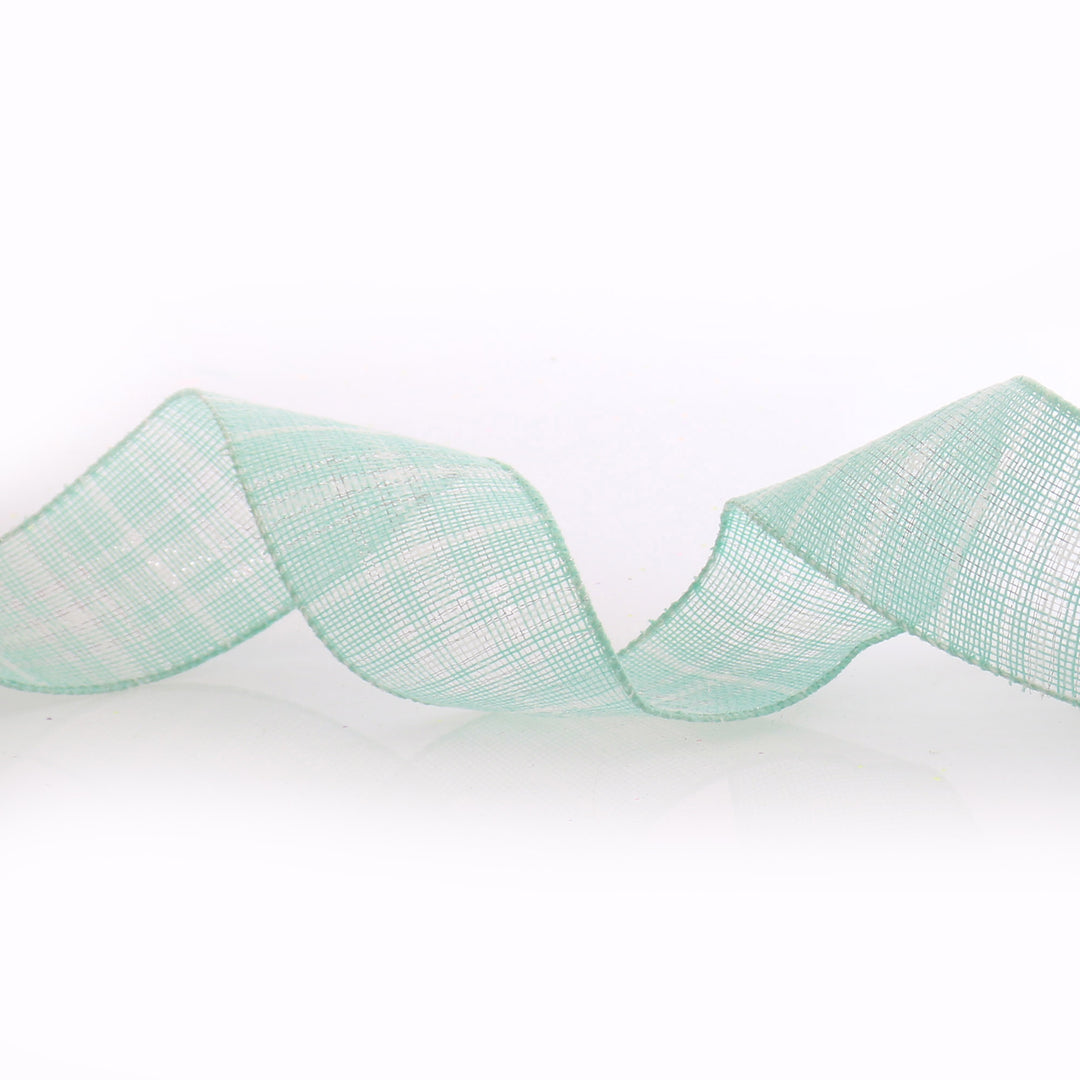 Mint Green Plaid Wired Ribbon