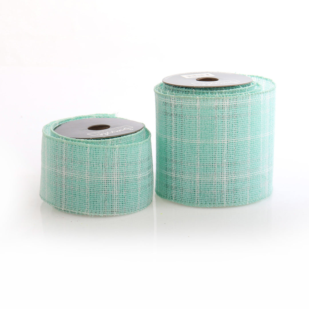 Mint Green Plaid Wired Ribbon