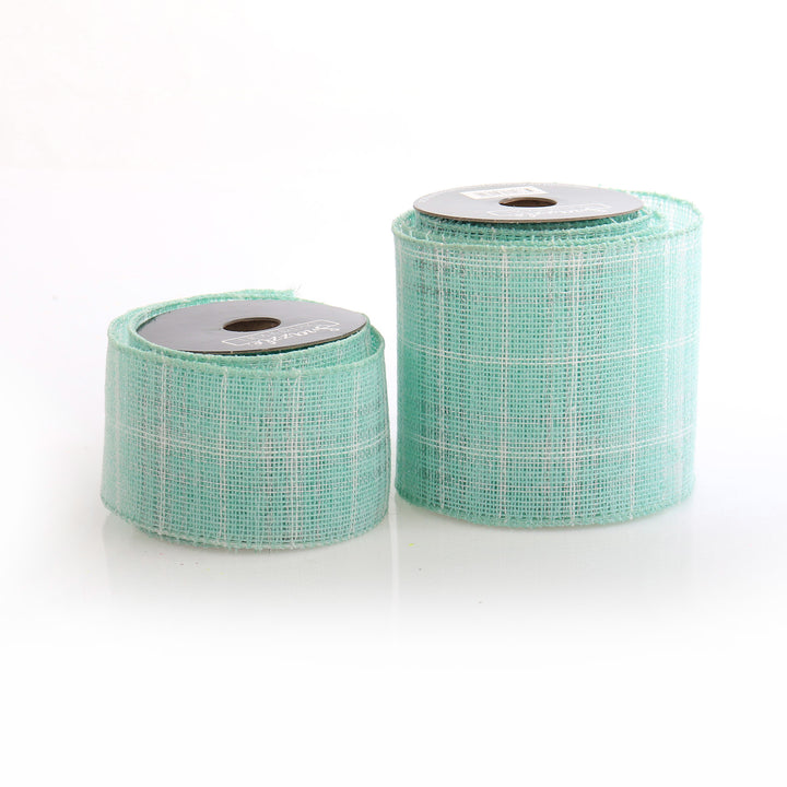 Mint Green Plaid Wired Ribbon