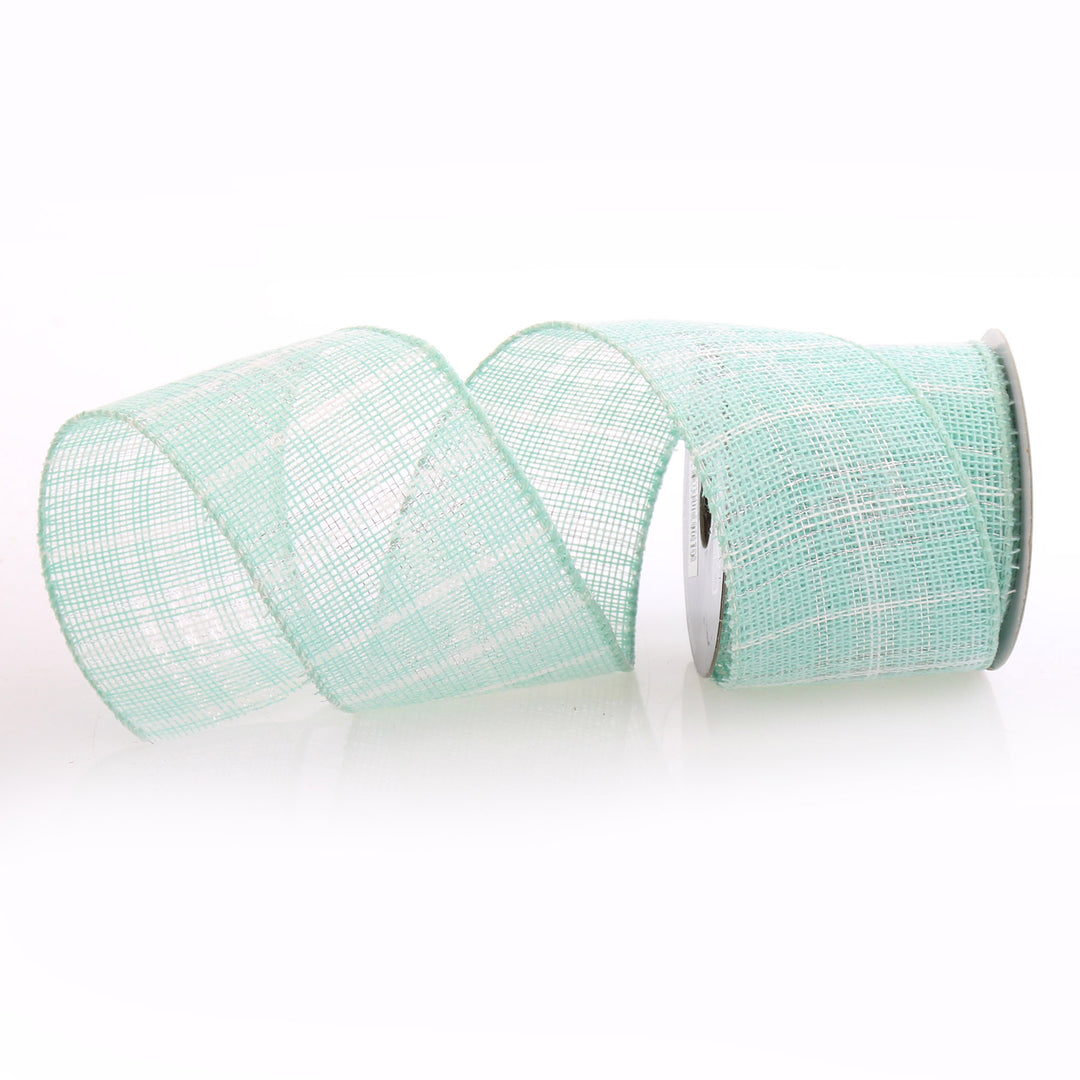 Mint Green Plaid Wired Ribbon