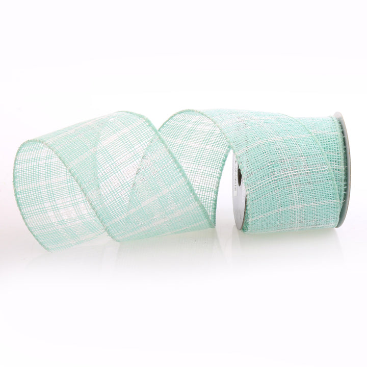Mint Green Plaid Wired Ribbon