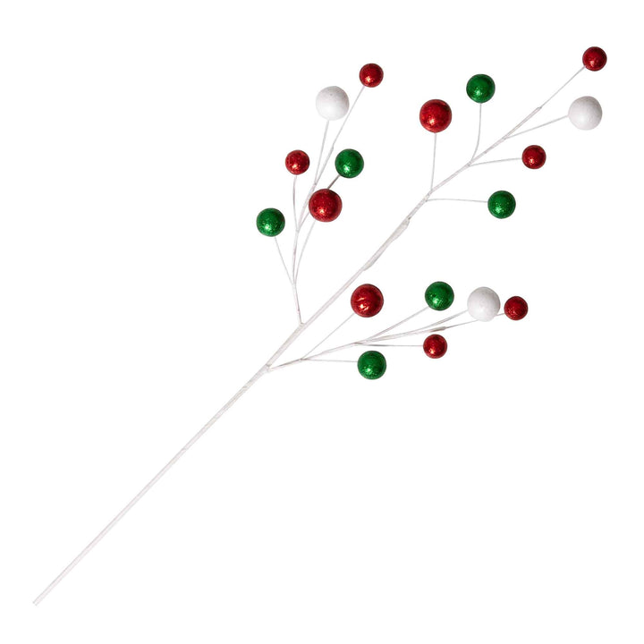 Green, Red and White Ball Christmas Pick