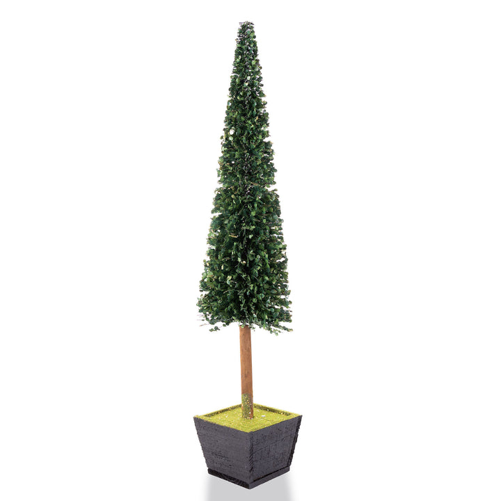 Green Sequin Bottle Brush Tree in Planter 