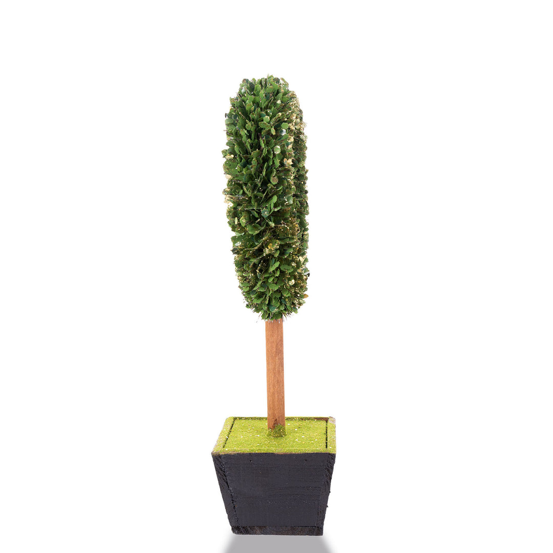 Green Sequin Bottle Brush Wreath Tree in Planter