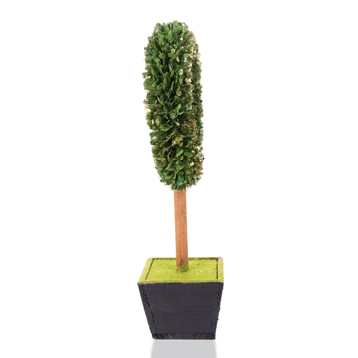 Green Sequin Bottle Brush Wreath Tree in Planter