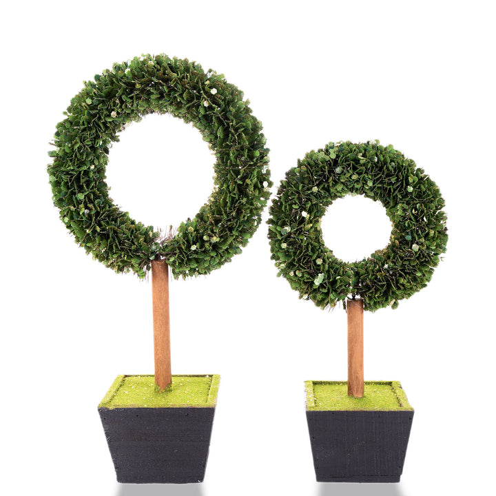 Green Sequin Bottle Brush Wreath Tree in Planter