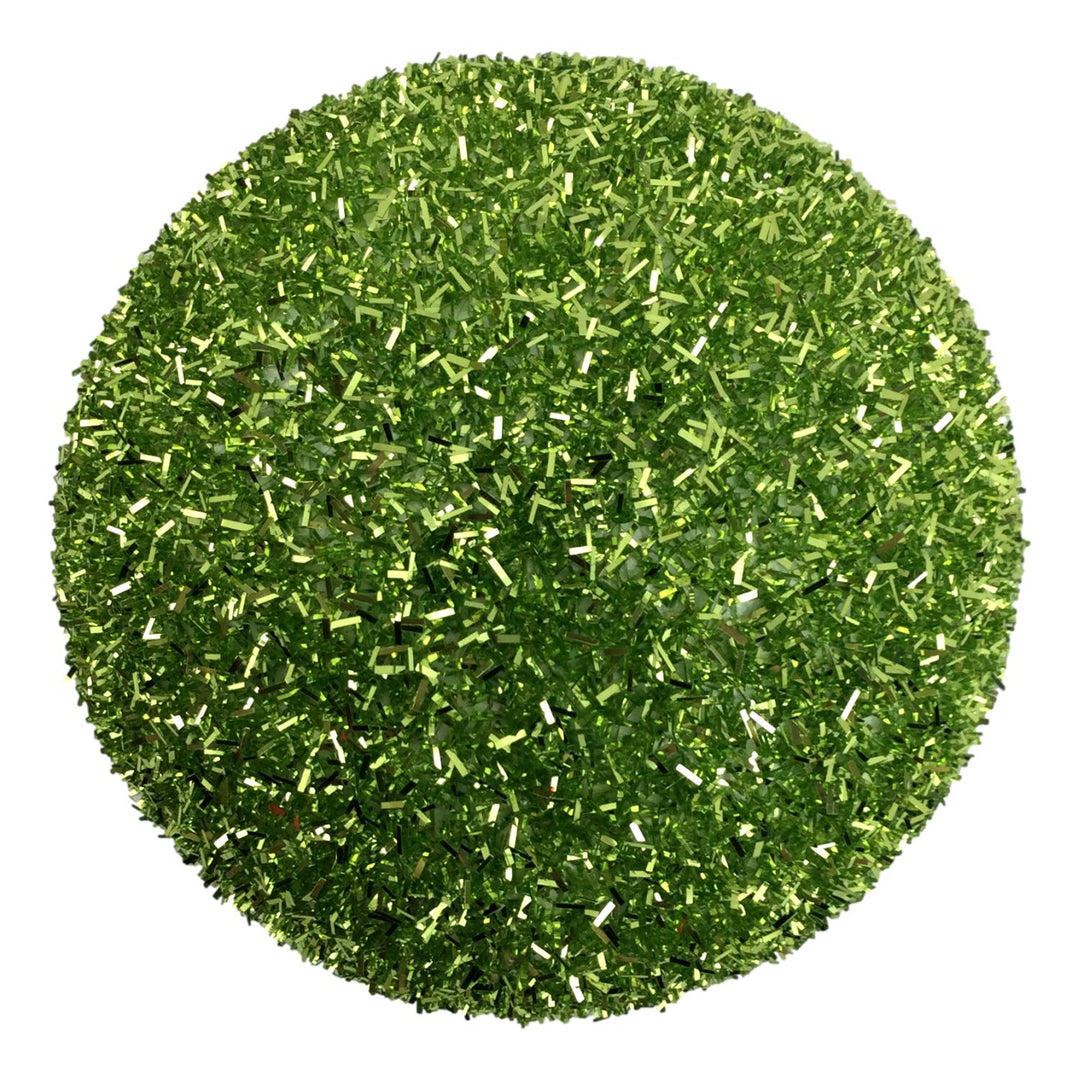 Green Tinsel Bauble Christmas Tree Decoration 10cm - Set of 4 