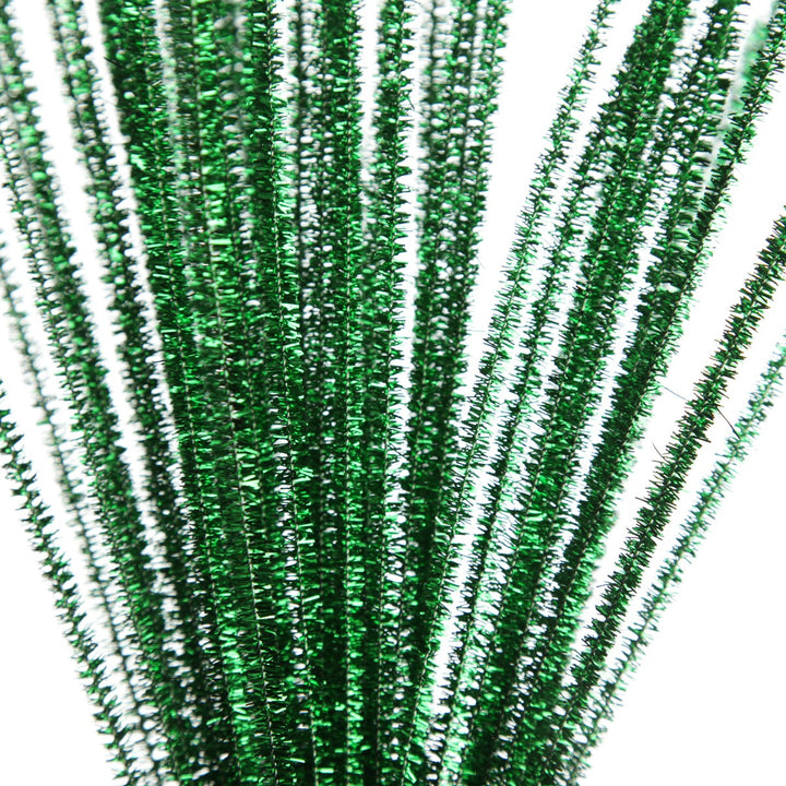 Green Tinsel Chenille Stem Pipe Cleaners Zoom In Detail