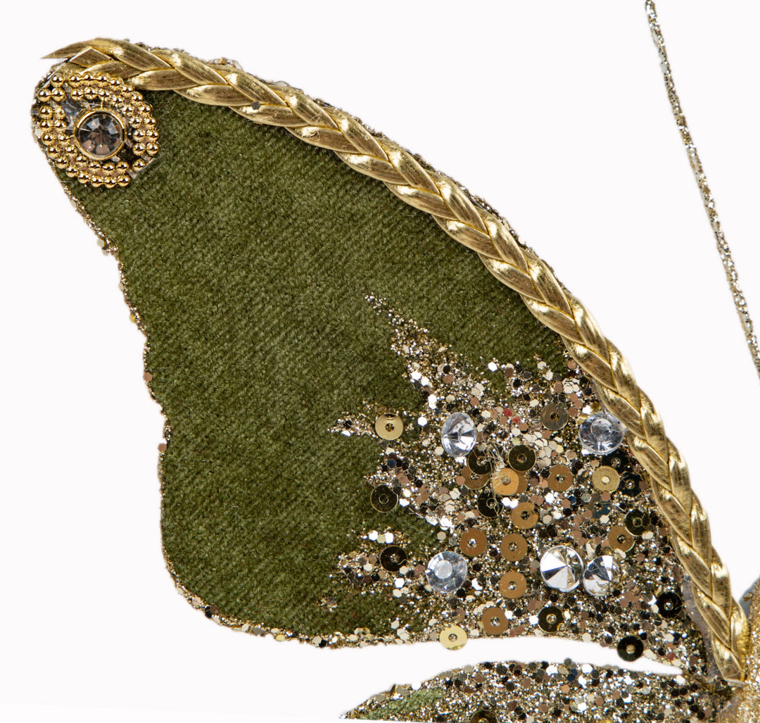 Green Velvet Butterfly Clip