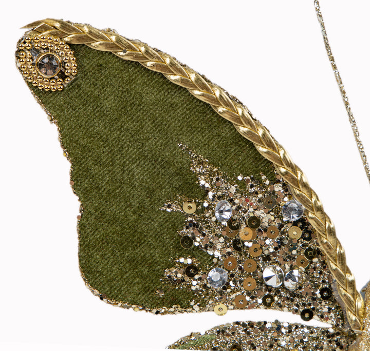 Green Velvet Butterfly Clip