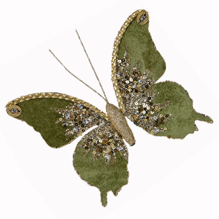 Green Velvet Butterfly Clip