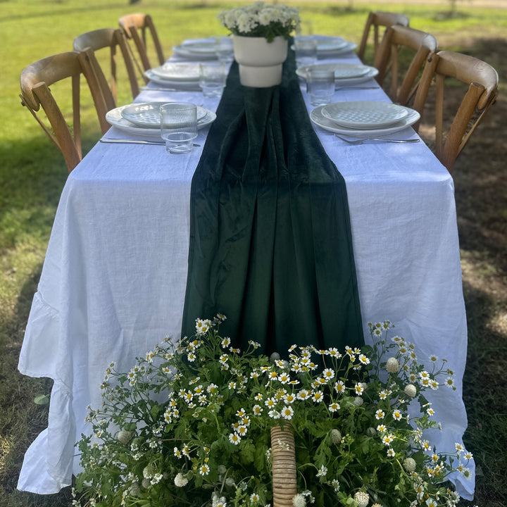 Green Velvet Long Table Runner - 4.5m
