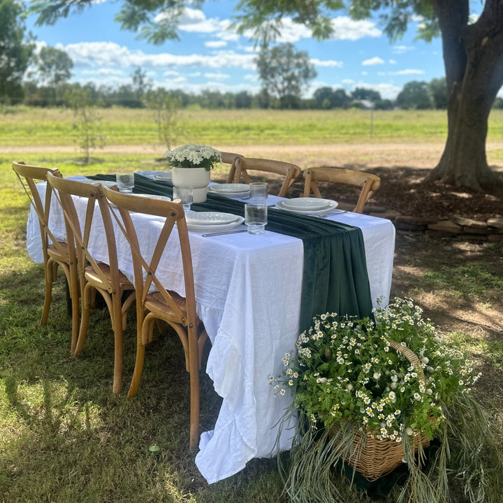 Green Velvet Long Table Runner - 4.5m