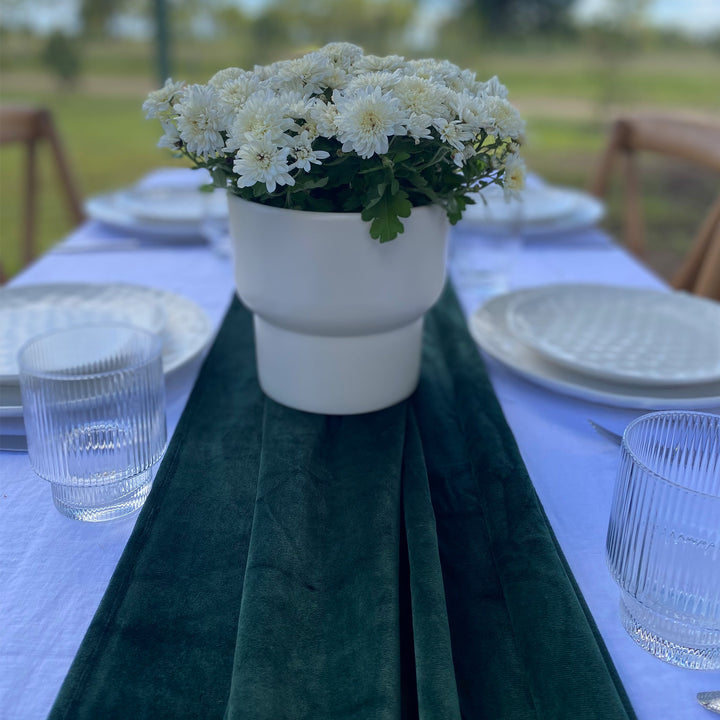 Green Velvet Long Table Runner - 4.5m