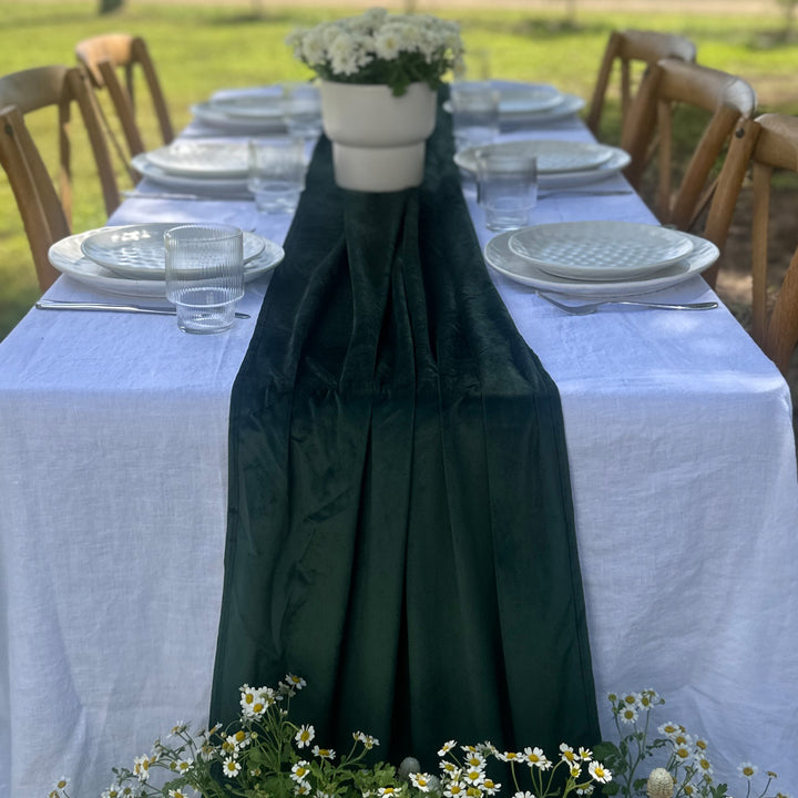 Green Velvet Long Table Runner - 4.5m