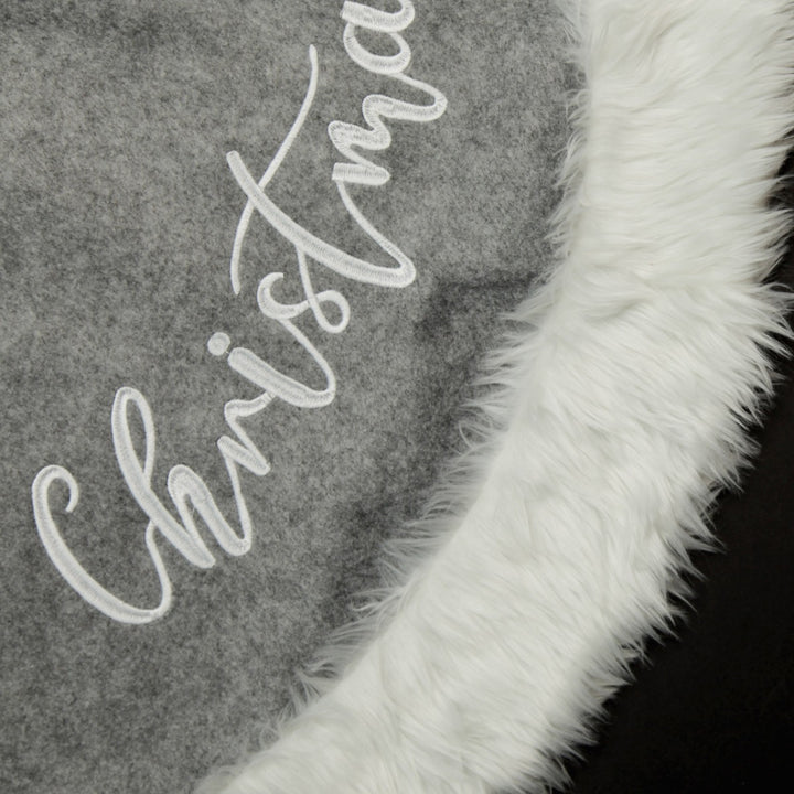 Grey and White Fur Tree Skirt