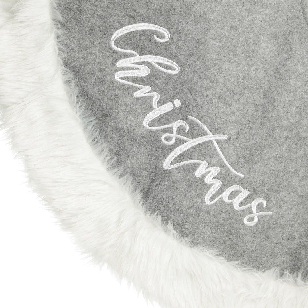 Grey and White Fur Tree Skirt