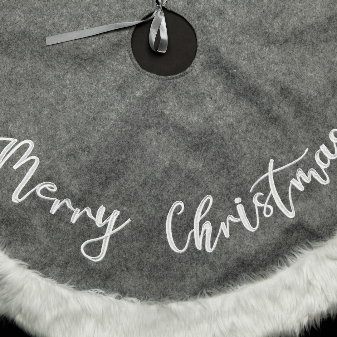 Grey and White Fur Tree Skirt