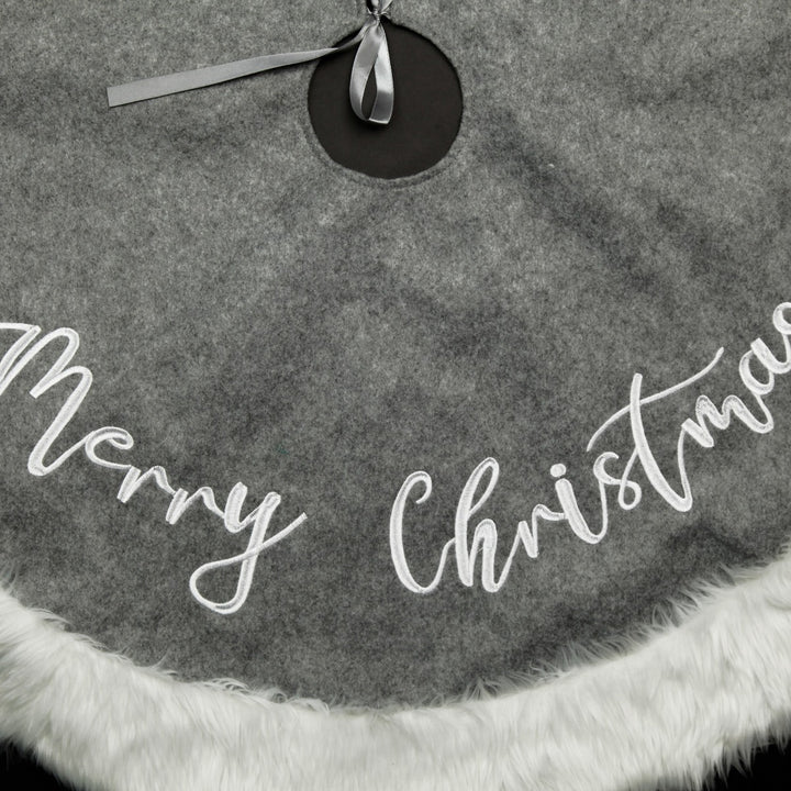 Grey and White Fur Tree Skirt