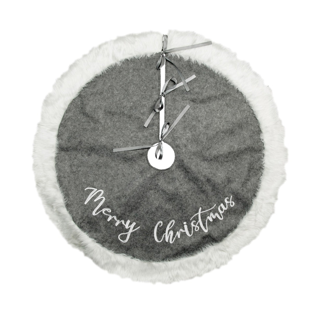 Grey and White Fur Tree Skirt
