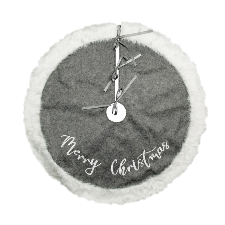 Grey and White Fur Tree Skirt