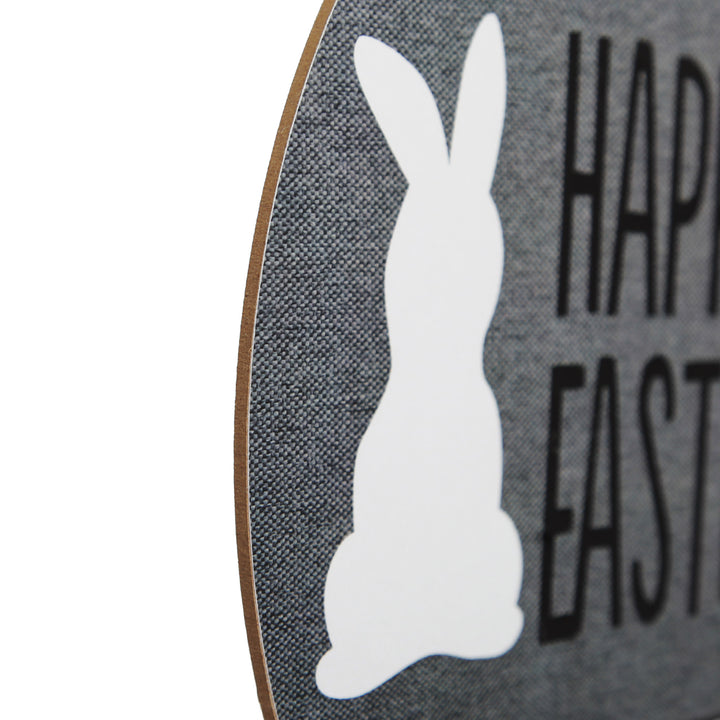 Grey and Pink Gingham Happy Easter Plaque and Bow Set